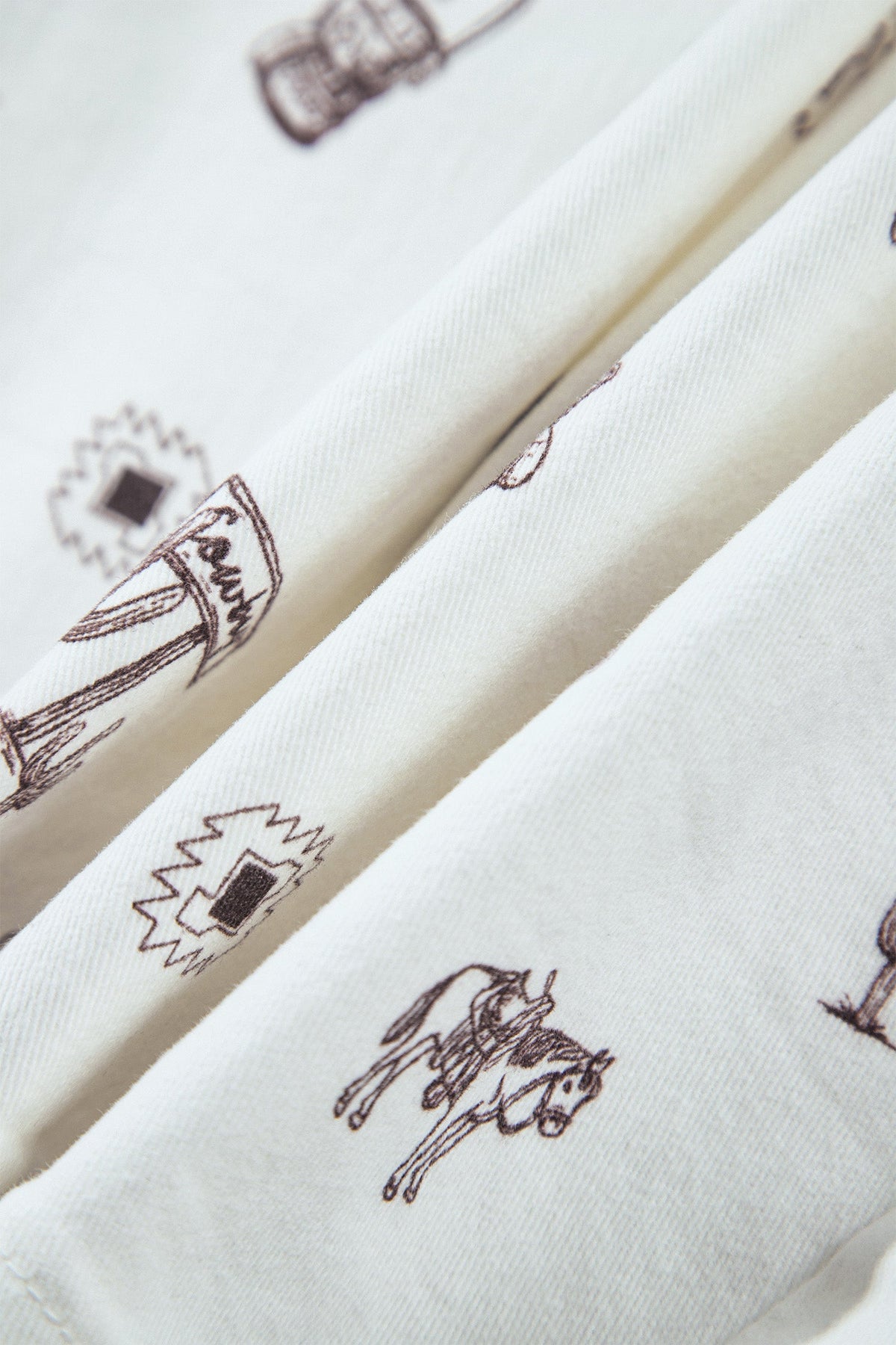 White Western Print Cactus Horse Bull Denim Skirt