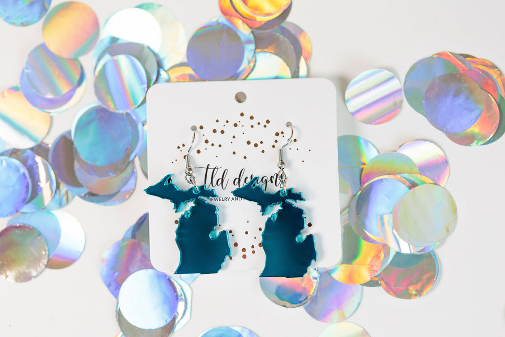 Made in Michigan acrylic earrings